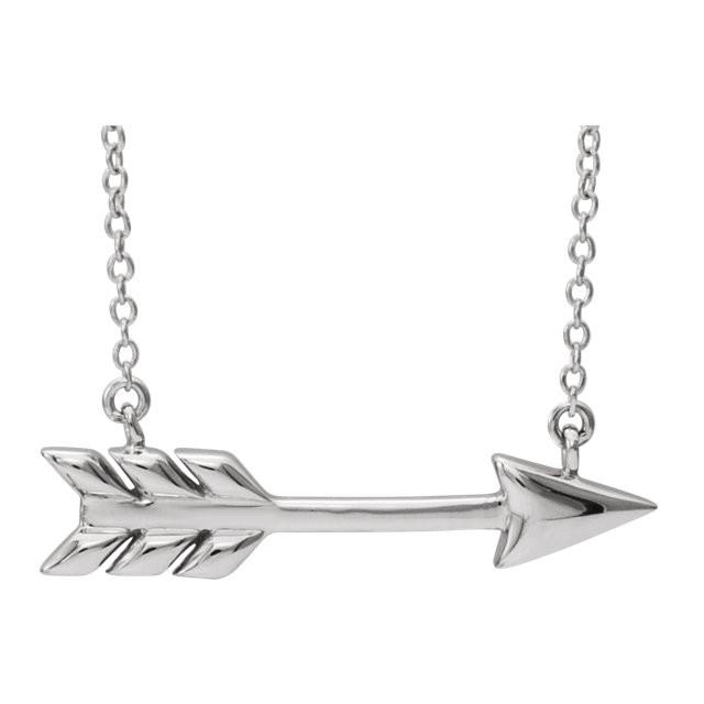 Arrow Necklace 16"-18"- 14k Gold (Y, W or R), or Sterling Silver