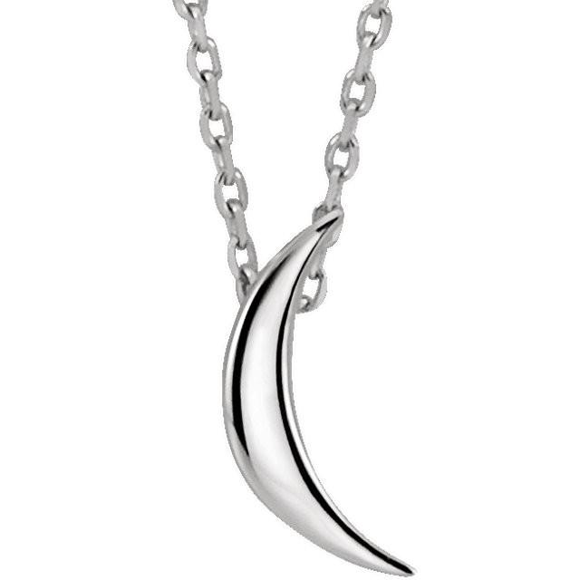 Crescent Moon 16-18" Necklace - 14k Gold (Y, W or R), or Platinum, Sterling Silver