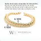 14k Gold Beaded Bracelets 6mm and 4mm 14k Solid Yellow Gold Thick Walled Hollow Beads Jewelry Gift