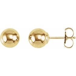 6mm ball earrings 14k gold yellow, rose or white