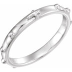 Rosary Religious Cross Ring - 14k Gold (Y, W or R), Platinum or Sterling Silver