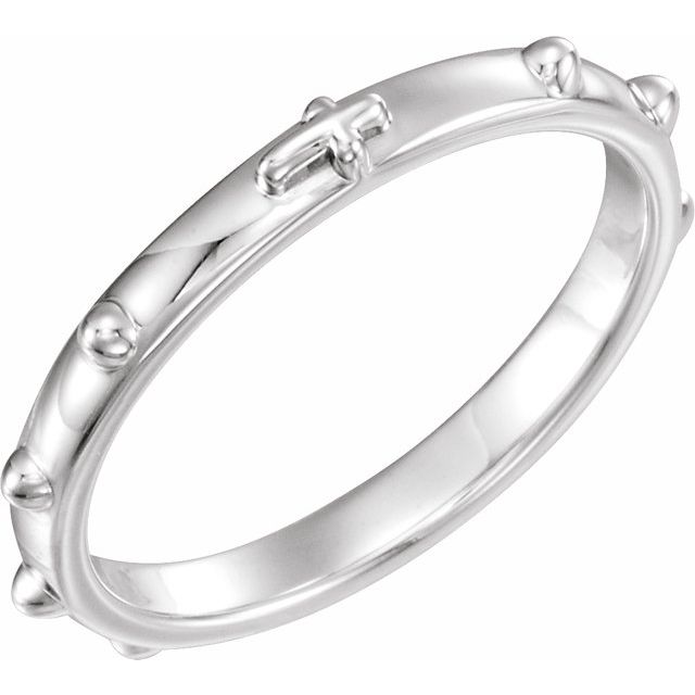 Rosary Religious Cross Ring - 14k Gold (Y, W or R), Platinum or Sterling Silver