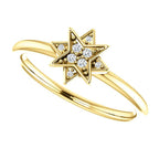 0.04 CTW Diamond Star Ring - Sterling Silver, 14k Gold (Y, W or R), Platinum