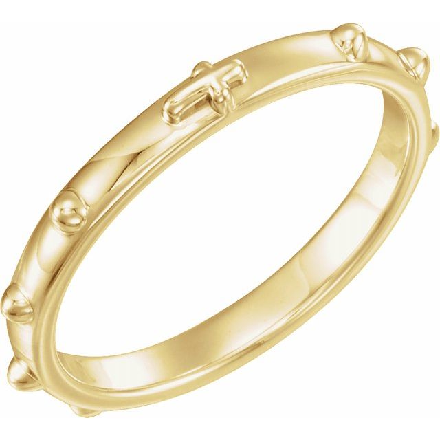 Rosary Religious Cross Ring - 14k Gold (Y, W or R), Platinum or Sterling Silver
