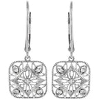 Sterling Silver 1/10 Diamond Accented Lever Back Earrings