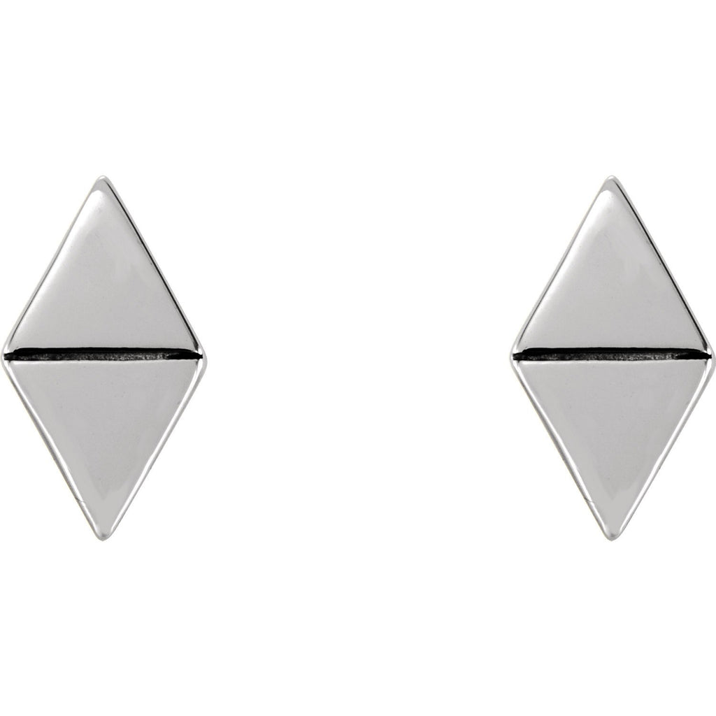 Diamond Shaped Geometric Earrings with Backs - 14K Gold (Y, W or R), Platinum, or Sterling Silver