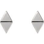 Diamond Shaped Geometric Earrings with Backs - 14K Gold (Y, W or R), Platinum, or Sterling Silver