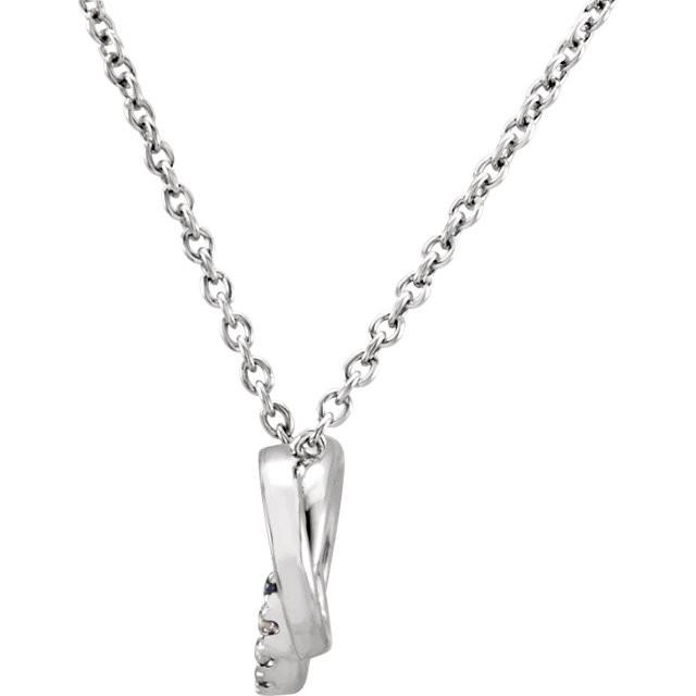 0.06 CTW Diamond Double Interlocking Circles Necklace 18" - 14k White Gold