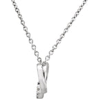 0.06 CTW Diamond Double Interlocking Circles Necklace 18" - 14k White Gold