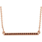 1/6 CTW Cognac Red Diamond Bar Necklace  16-18" - 14k Rose Gold