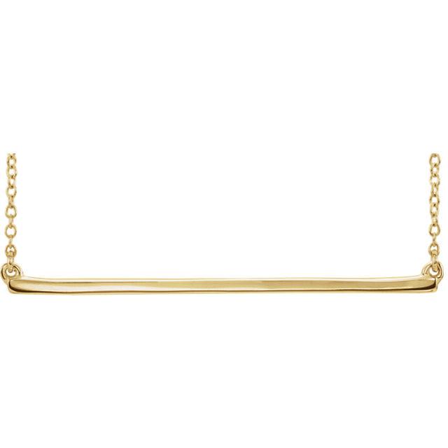 Straight Bar Necklace 16-18" - 14k Gold (Y, W or R), or Sterling Silver