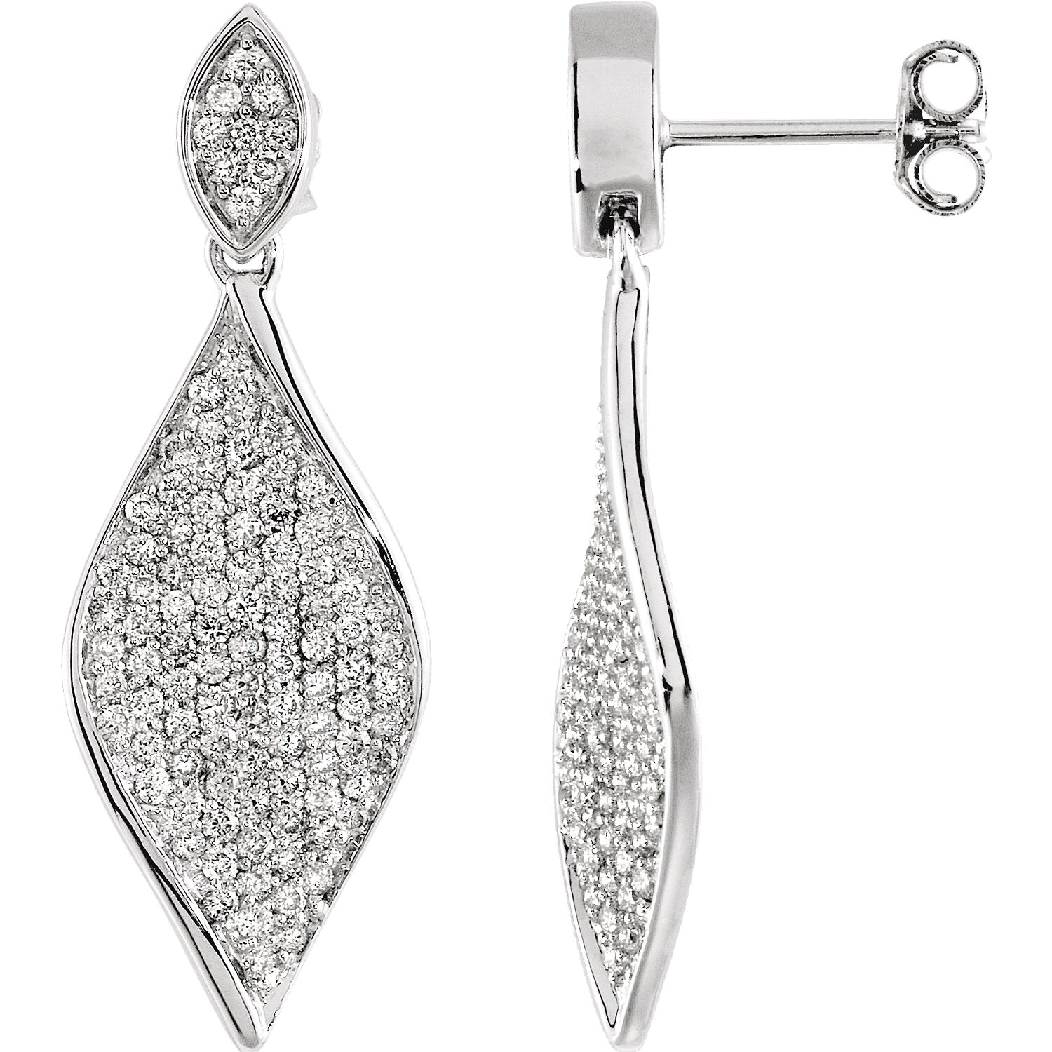 14K White 1.2 CTW Pavé Diamond Dangle Earrings - WW Design, LLC