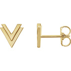 Small Double "V" Chevron Earrings - 14k Gold (Y, W or R), Platinum or Sterling Silver