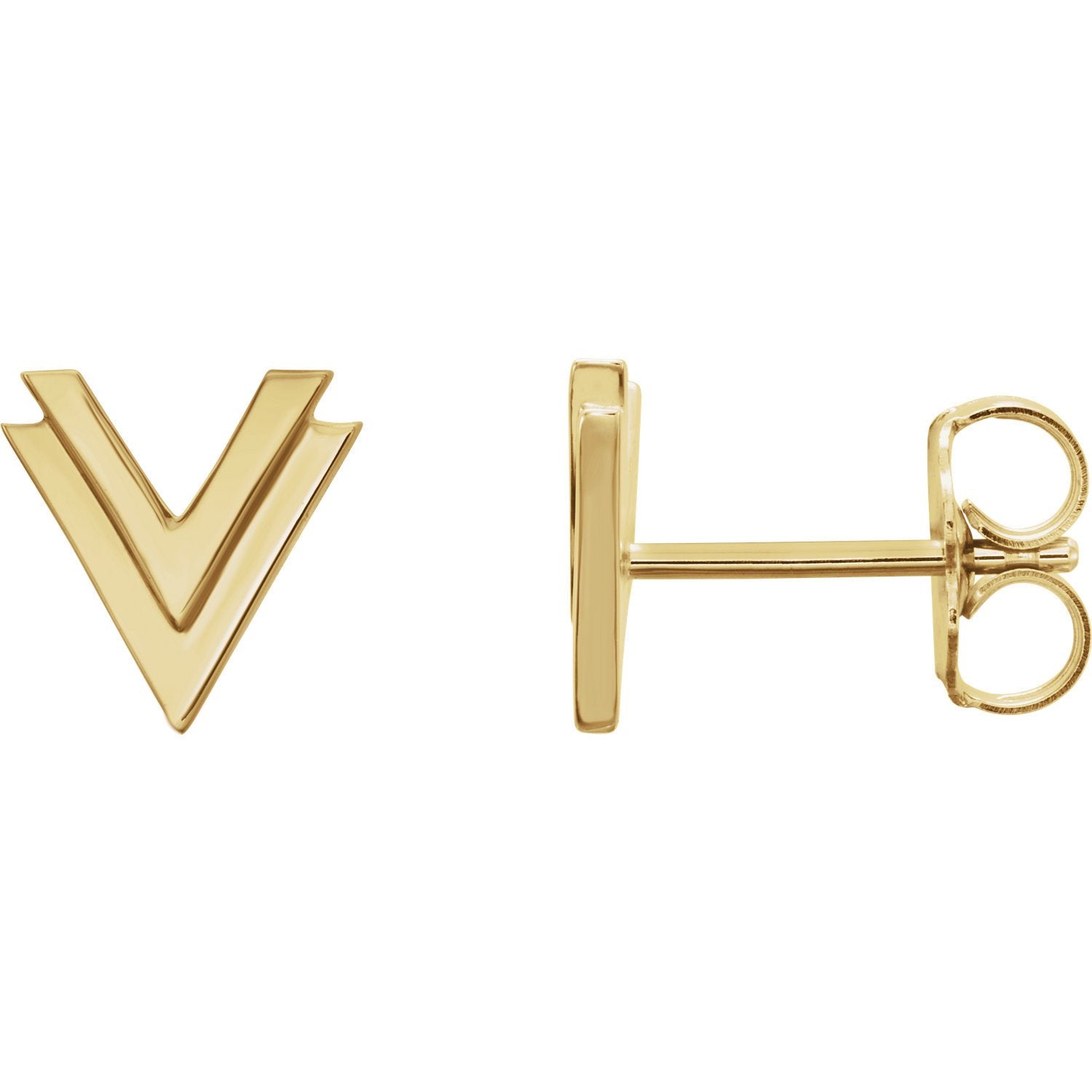 Small Double "V" Chevron Earrings - 14k Gold (Y, W or R), Platinum or Sterling Silver