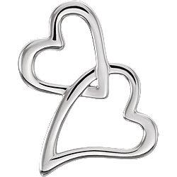 Double Heart Chain Slide Necklace 16"-18" Adjustable - 14k Gold (Y, W or R), Sterling Silver