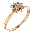 0.04 CTW Diamond Star Ring - Sterling Silver, 14k Gold (Y, W or R), Platinum