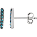 1/10 CTW Blue Diamond Vertical Bar Earrings - 14K White Gold