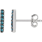 1/10 CTW Blue Diamond Vertical Bar Earrings - 14K White Gold