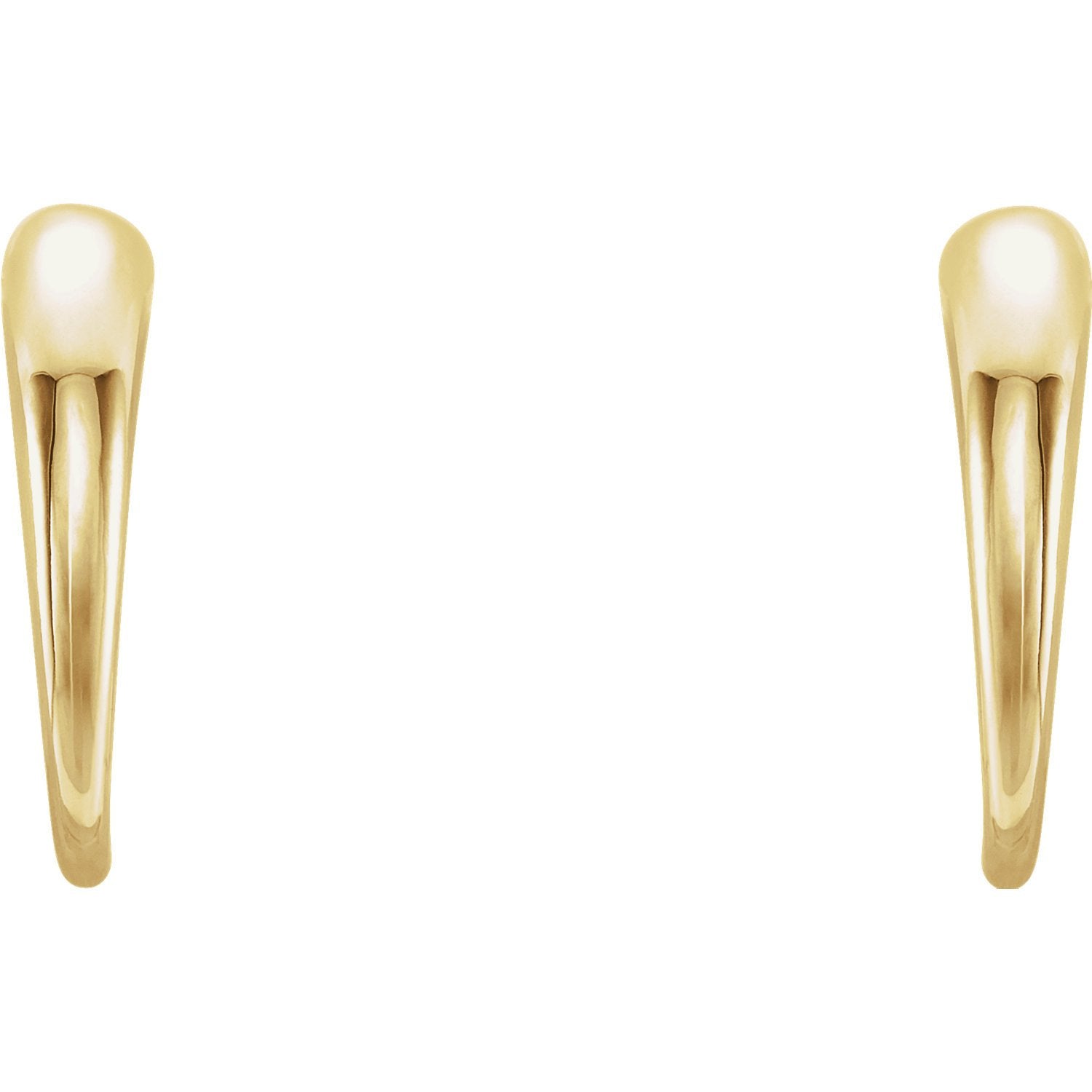 Horn Shaped J-Hoop Earrings - 14K Yellow Gold