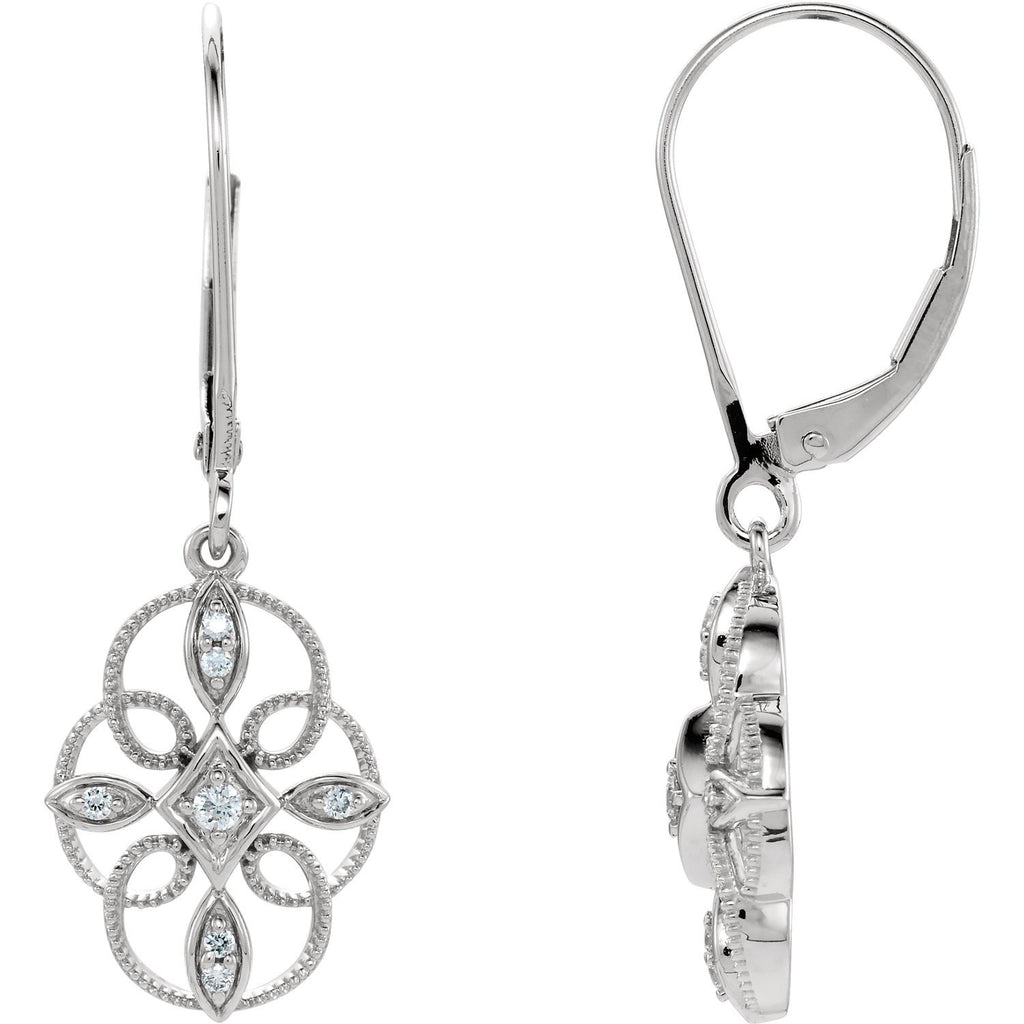 Sterling Silver 1/10 CTW Diamond Granulated Filigree Earrings