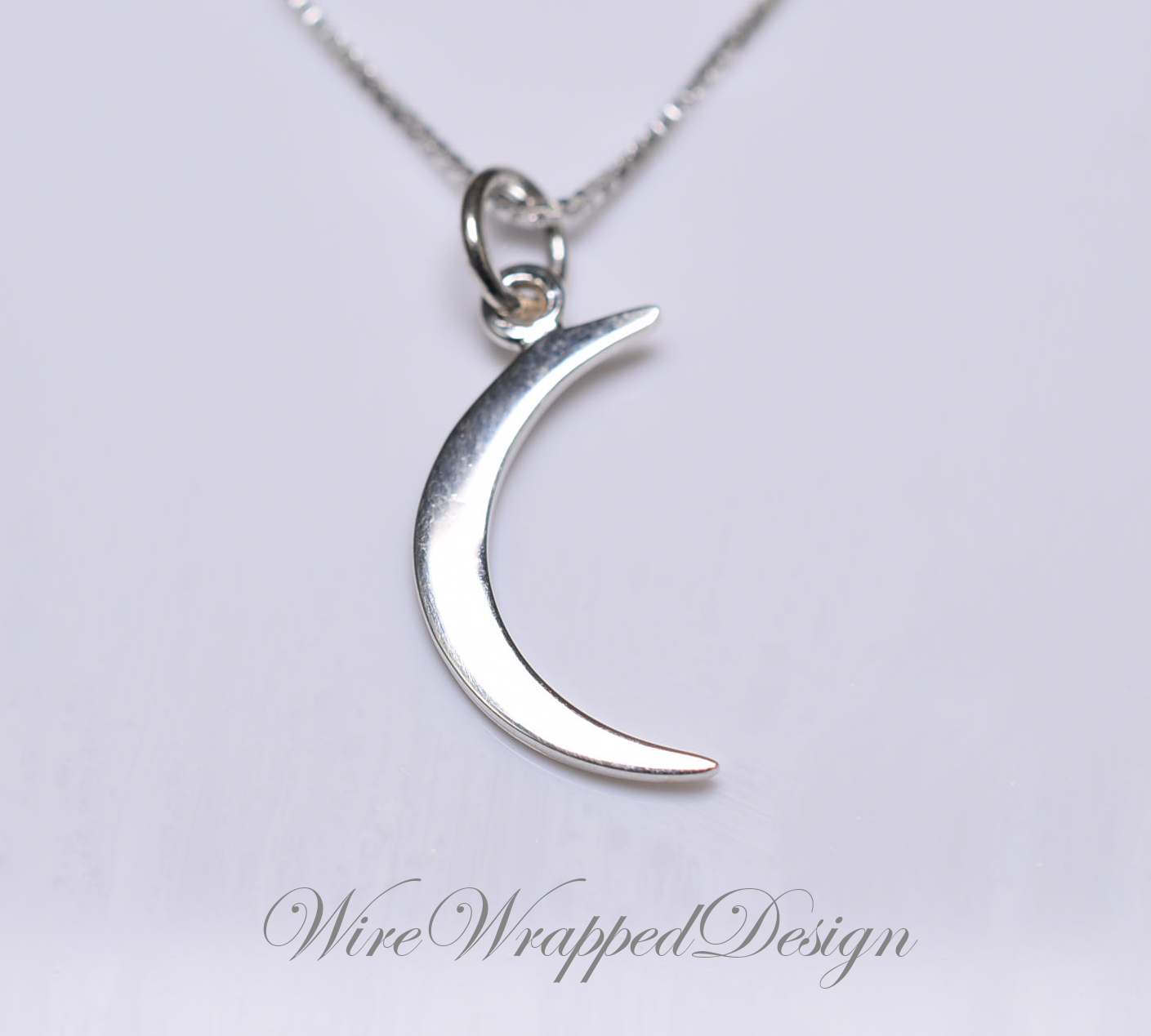Crescent Moon Necklace - 925 Sterling Silver