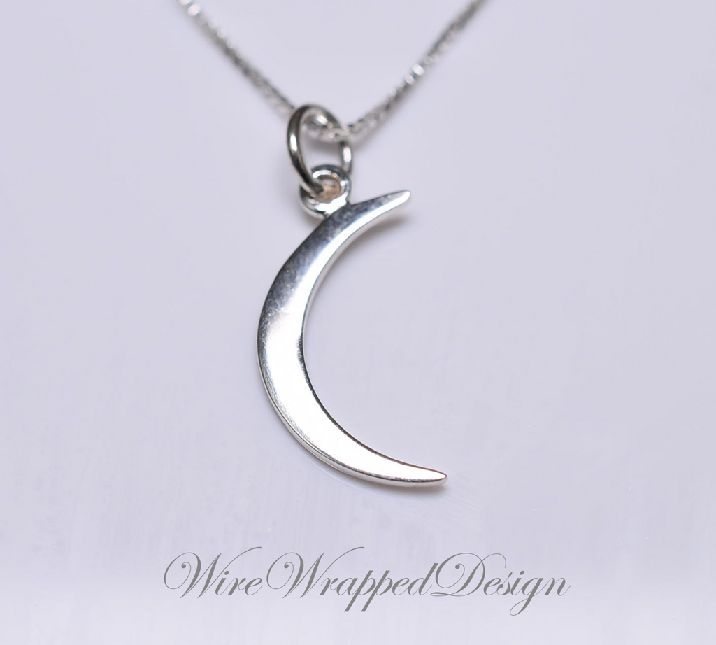 Crescent Moon Necklace - 925 Sterling Silver
