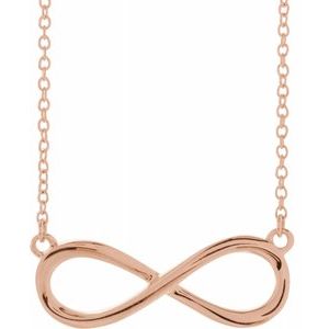 Infinity Necklace 16-18" - 14k Gold (Y, R, or W) or Sterling Silver