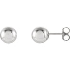 7mm Ball Earrings with Bright Finish - 14K Gold (Yellow or White)