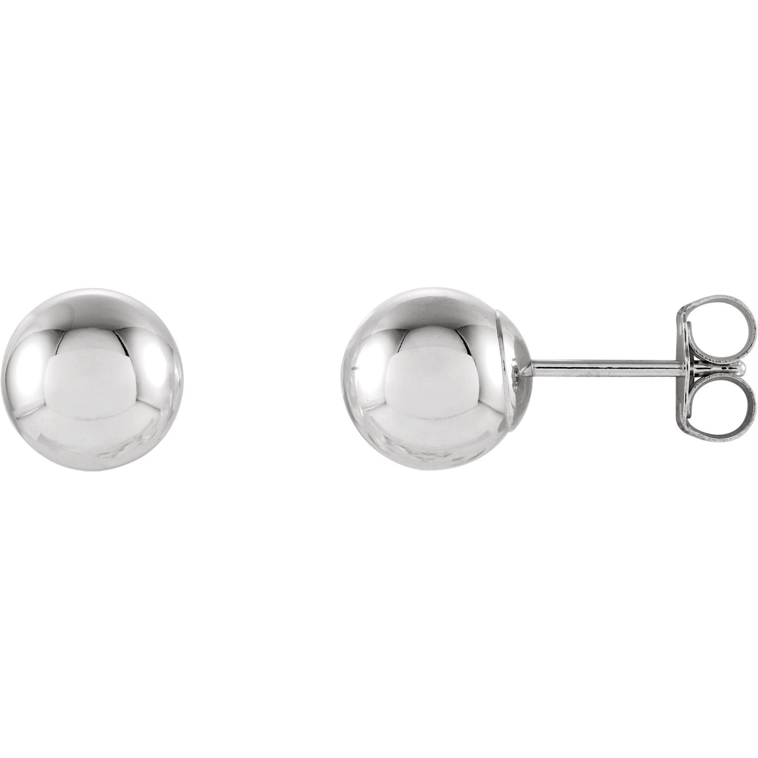 7mm Ball Earrings with Bright Finish - 14K Gold (Yellow or White)