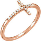 0.085 CTW Diamond Sideways Cross Ring - Sterling Silver, 14k Gold (Y, W or R)