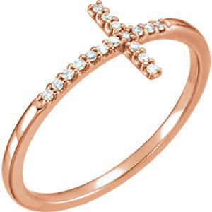 0.085 CTW Diamond Sideways Cross Ring - Sterling Silver, 14k Gold (Y, W or R)