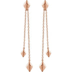 Geometric Diamond Shaped Chain Drop Earrings - 14K Gold (Y, W or R)