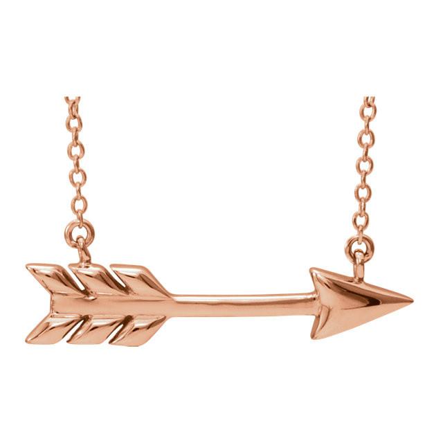 Arrow Necklace 16"-18"- 14k Gold (Y, W or R), or Sterling Silver