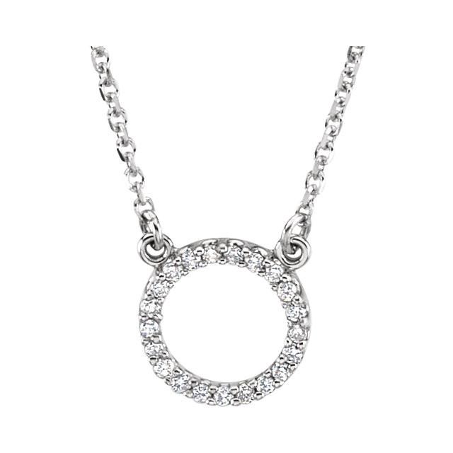 1/10 CTW Diamond Small Circle Necklace 16" - 14k Gold (Y, W or R)