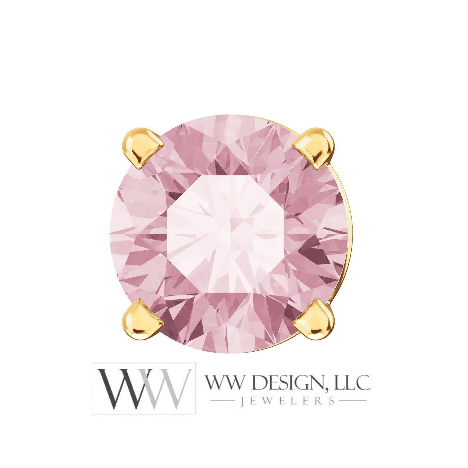 Genuine AA Pink Morganite Earring Studs 5mm 0.96 tcw (each 0.48cts) Post w/ 14k Solid Gold (Yellow, Rose, White)Silver, Platinum Studs - WWDesignJewelers.com