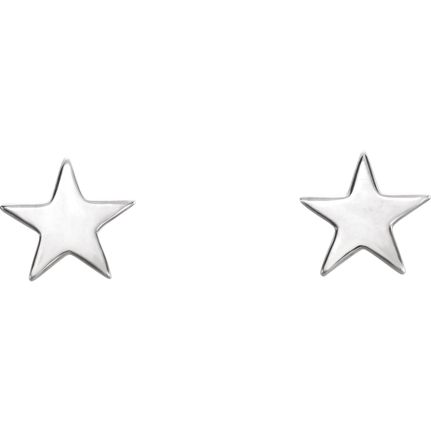 Star Cutout Earrings with Backs - 14K Gold (Y, W or R), Platinum, or Sterling Silver