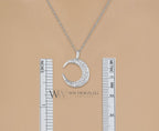 Diamond Crescent Moon Necklace Pendant 0.33ctw 14k SOLID Gold (Y, W, R), Platinum 15mm Pendant Jewelry Christmas Gift