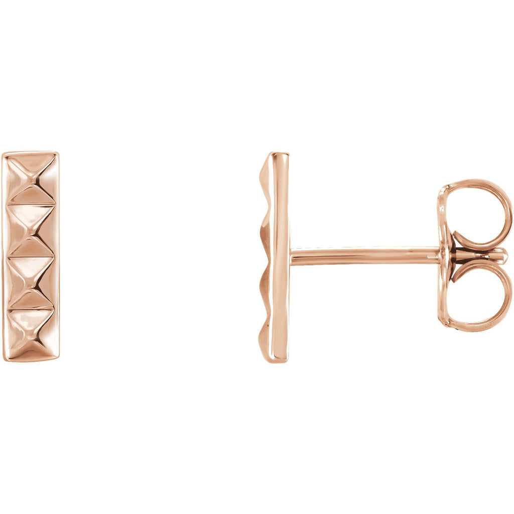 Small Pyramid Bar Earrings - 14k Gold (Y, W or R), Platinum or Sterling Silver