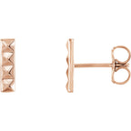 Small Pyramid Bar Earrings - 14k Gold (Y, W or R), Platinum or Sterling Silver