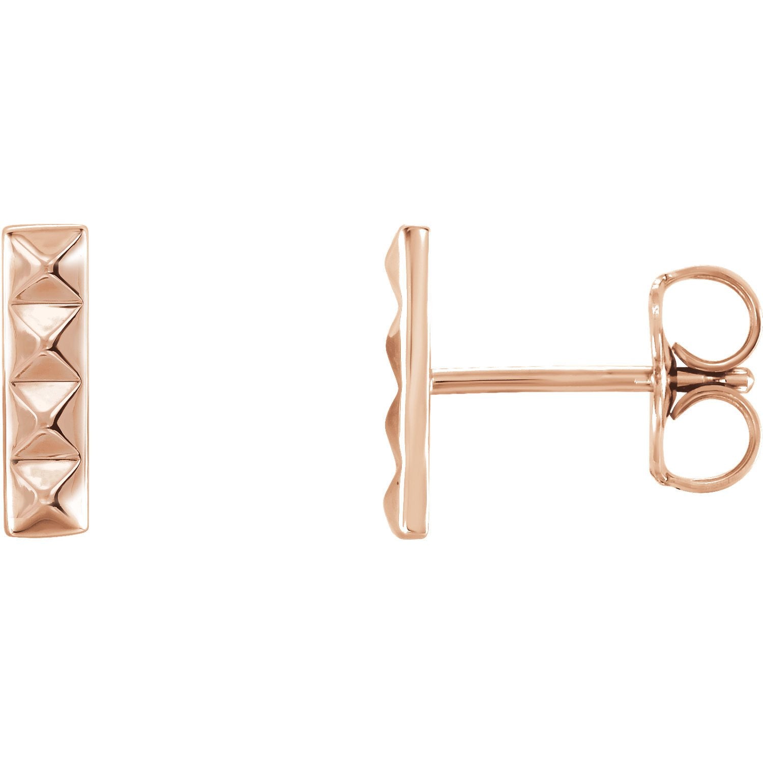 Small Pyramid Bar Earrings - 14k Gold (Y, W or R), Platinum or Sterling Silver