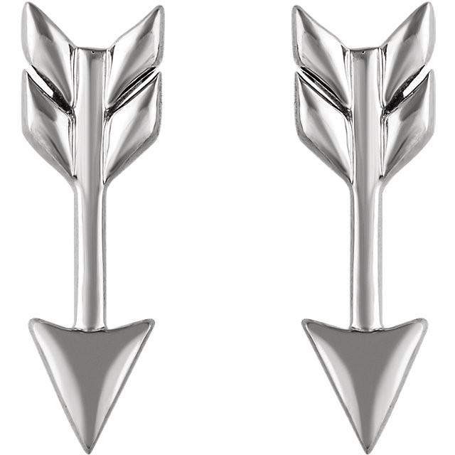 Arrow Earrings - 14K Gold (Y, W or R), or Sterling Silver