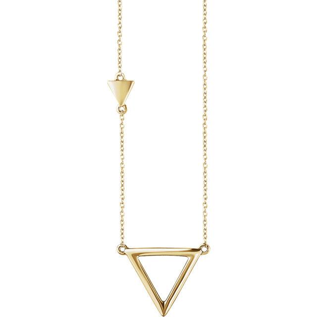 Triangle Necklace 18" - 14k Gold (Y, W or R)