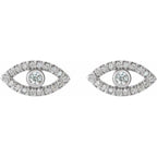 Evil Eye White Sapphire Earrings - 14K Gold (Y, R or W), Platinum, or Sterling Silver