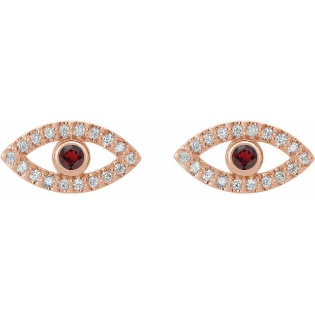 Evil Eye Pink Tourmaline & White Sapphire Earrings - 14K Gold (Y, R or W), Platinum, or Sterling Silver