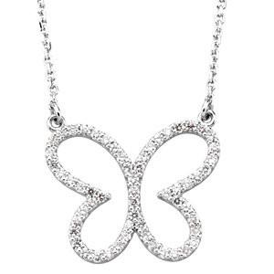 1/3 CTW Diamond Butterfly 16" Necklace - 14k Gold (Y, W, or R)