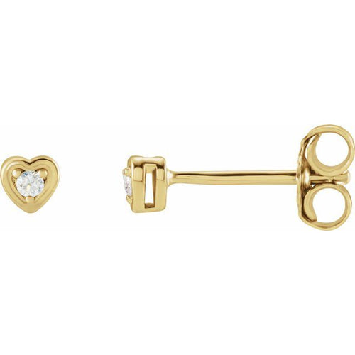 0.03 CTW Diamond TINY Heart Earrings - 14K Gold (Y, R or W)