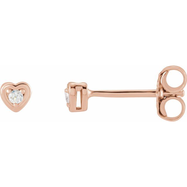 0.03 CTW Diamond TINY Heart Earrings - 14K Gold (Y, R or W)