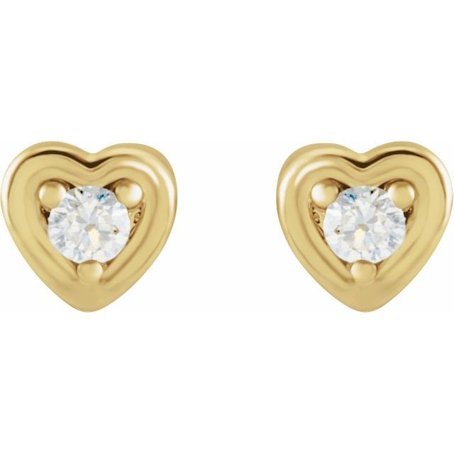 0.03 CTW Diamond TINY Heart Earrings - 14K Gold (Y, R or W)