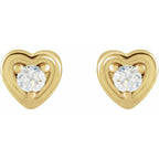 0.03 CTW Diamond TINY Heart Earrings - 14K Gold (Y, R or W)