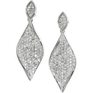14K White 1.2 CTW Pavé Diamond Dangle Earrings - WW Design, LLC